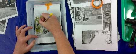Close up of arts and crafts activity.