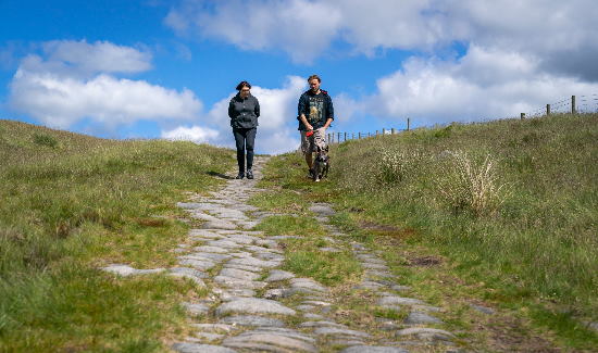 A couple out walking on the Pennine Way.