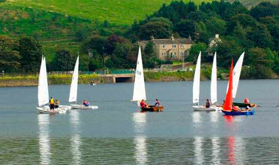 Sailing boats on Hollingworth Lake.