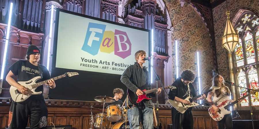 Group performance in the town hall.