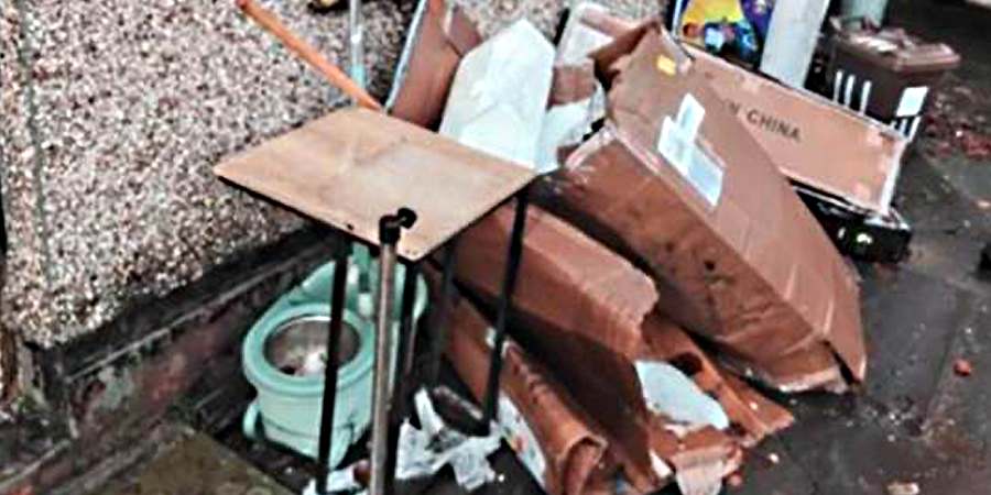 Fly-tipped rubbish.