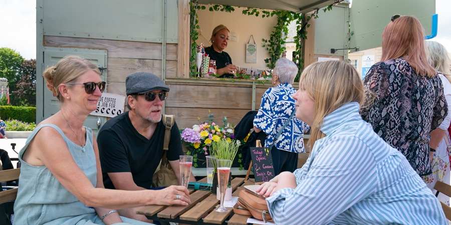 Visitors drinking.