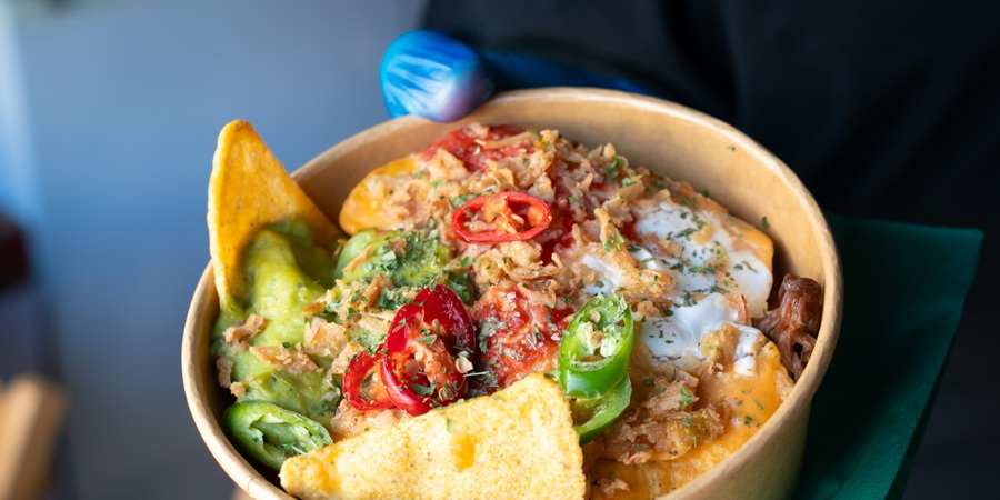Plate of street food.