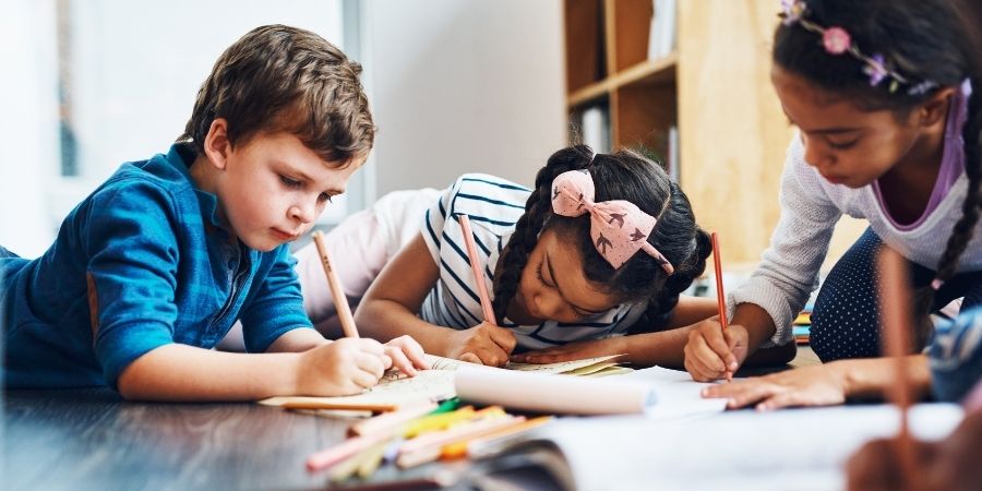 Children playing with arts and crafts.