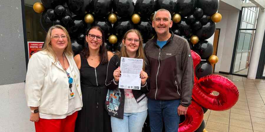 Councillor Rachel Massey with Heidi and her parents.