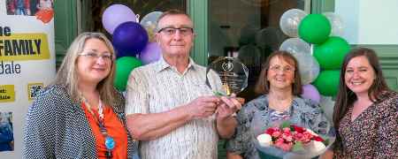 Councillor Rachel Massey with foster parents Michael and Marilyn, and Rachel Cannon.