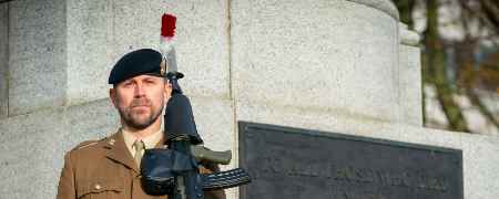 Soldier standing at the Cenotaph.