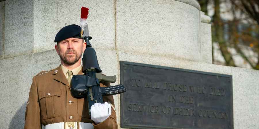 Armed forces member at the Cenotaph.