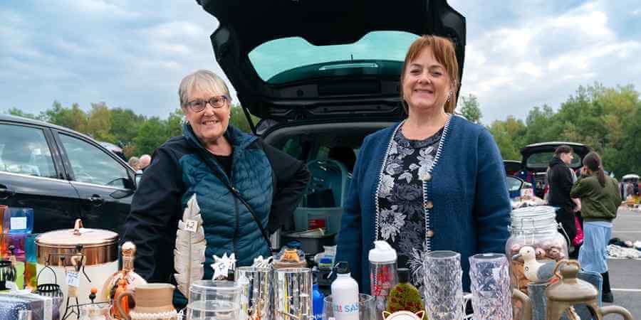 2 sellers at Bowlee Car Boot Sale.