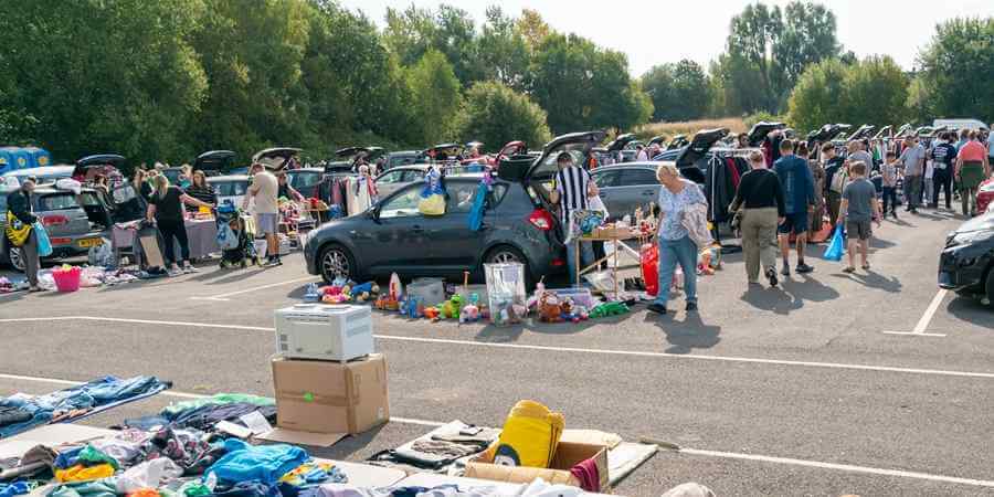 Visitors to Bowlee Car Boot Sale.