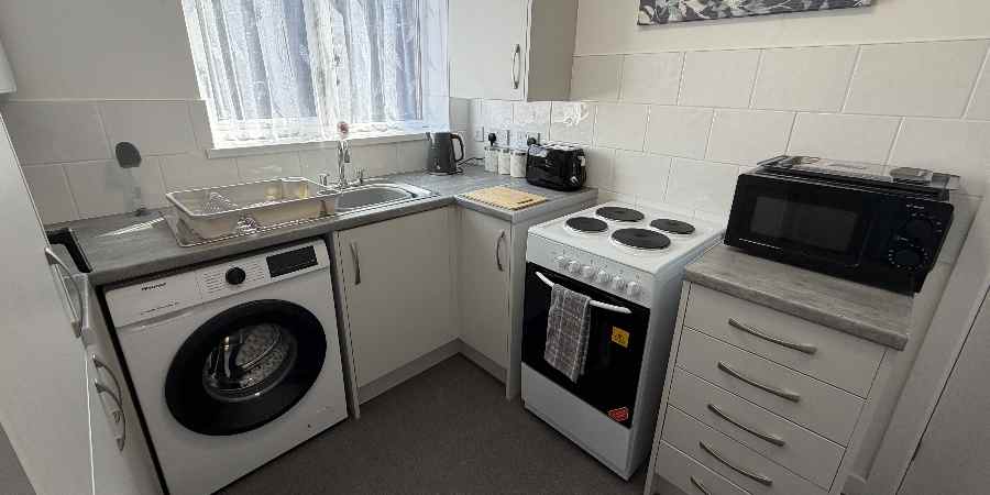 Kitchen with appliances.