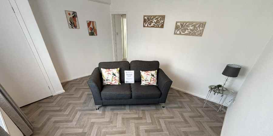 Living room with sofa.