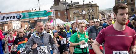 Runners at the Half Marathon starting line.