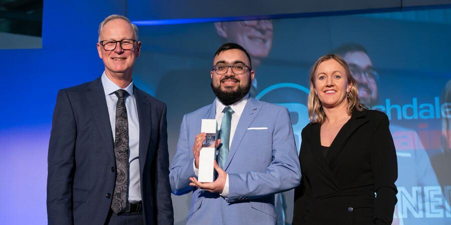 Steve Rumbelow with Hasnain Aslam and Emma Costello.