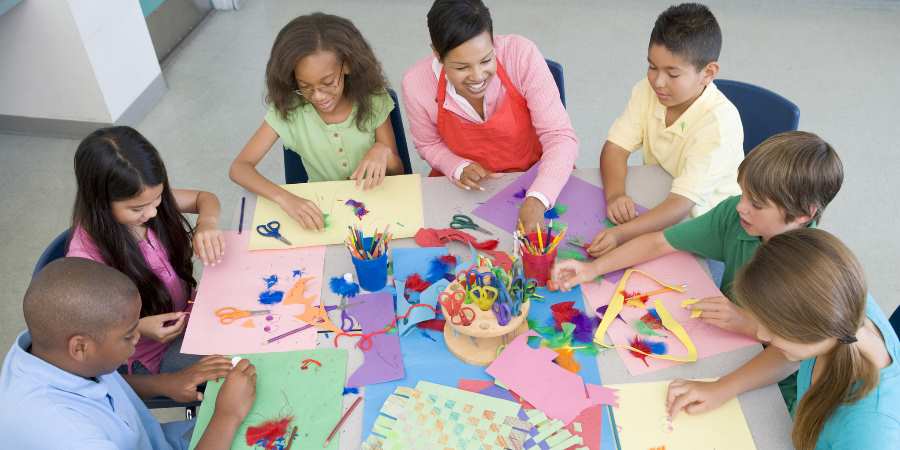 Students in an art lesson.