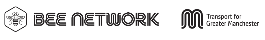 Logos of The Bee Network and Transport for Greater Manchester.