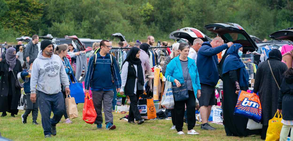 Visitors to Bowlee Car Boot Sale.
