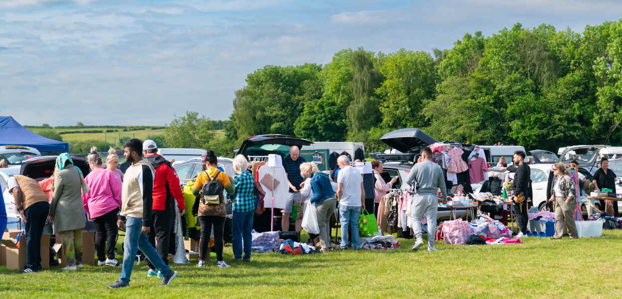 Visitors to Bowlee Car Boot Sale and Market.
