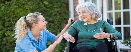 A carer with a patient.