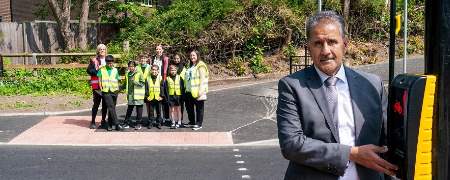 Councillor Shah at the new crossing.