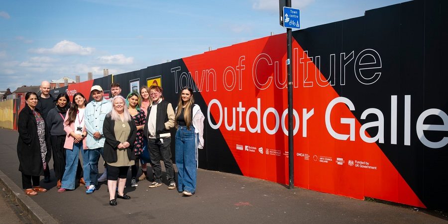 Councillor Sue Smith with some of the artists who contributed to the gallery.