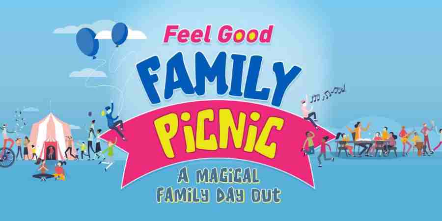 Logo for Feel Good Family Picnic, a magical family day out.