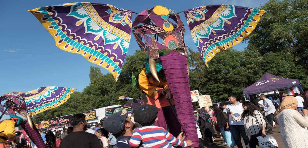 A parade of craft elephants.