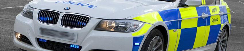 cropped image of the front of a police car