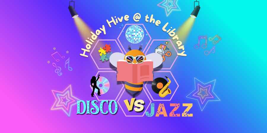 Logo reading, Holiday Hive, disco versus jazz.
