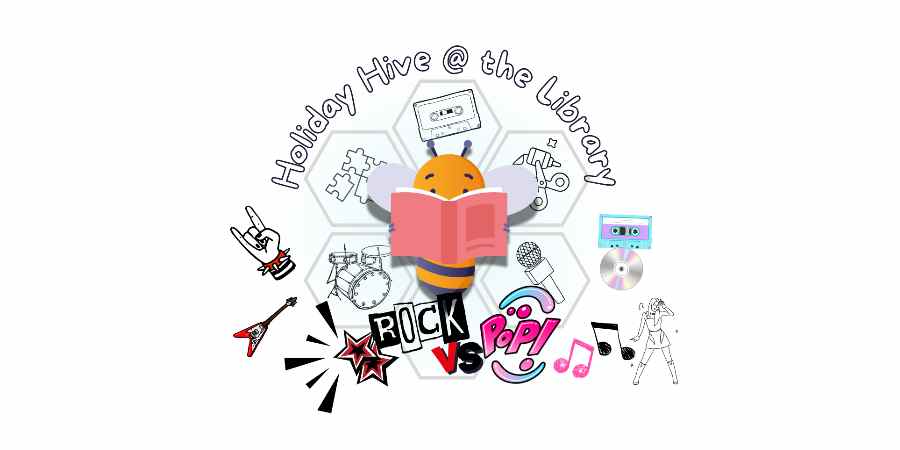 Logo reading, Holiday Hive, rock versus pop.