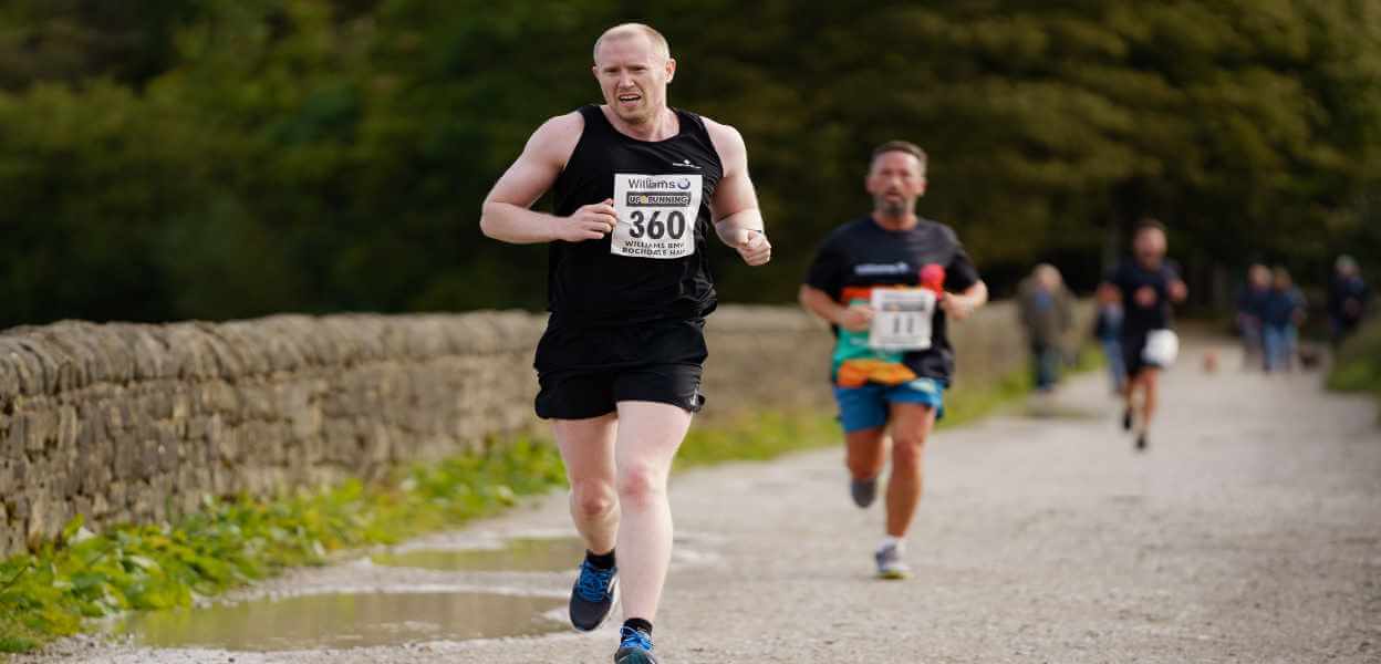 Runners passing Hollingworth Lake.