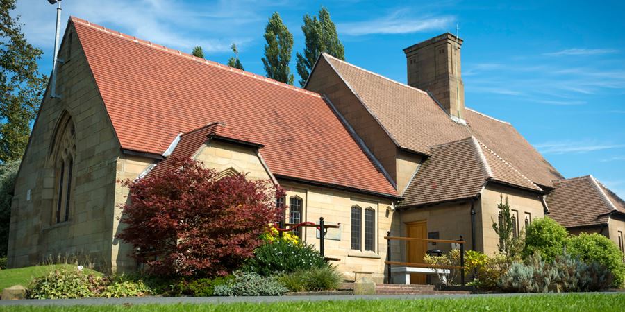 Boarshaw Cemetery chapel.