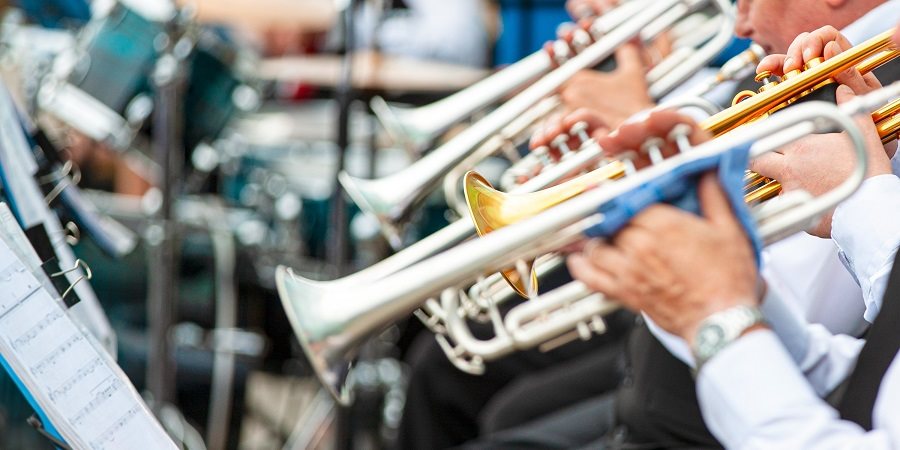 Brass band players.