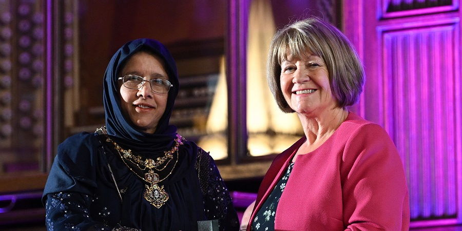 Mayoress Robina Bi with former mayoress Margaret Holly.