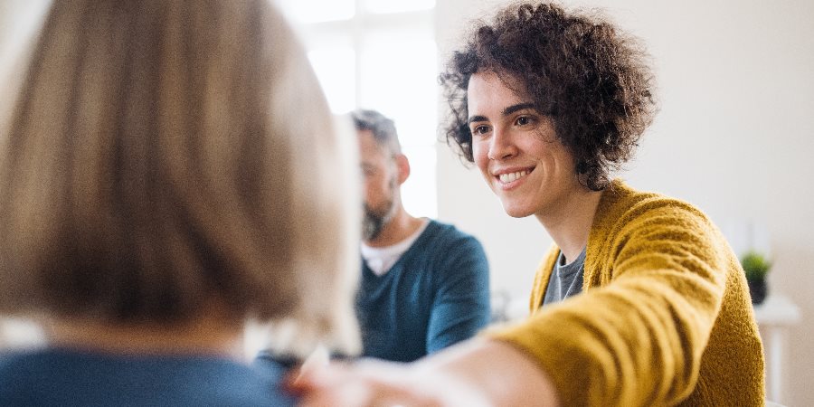 A group of people in discussion.