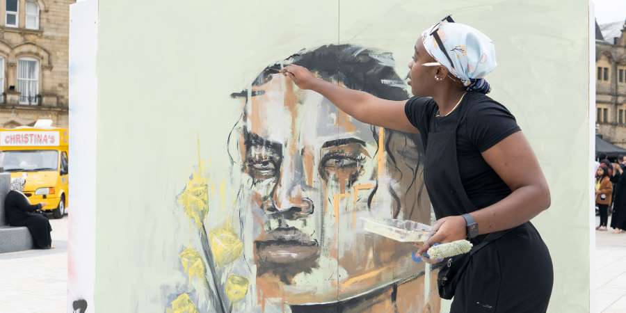 Artist painting.