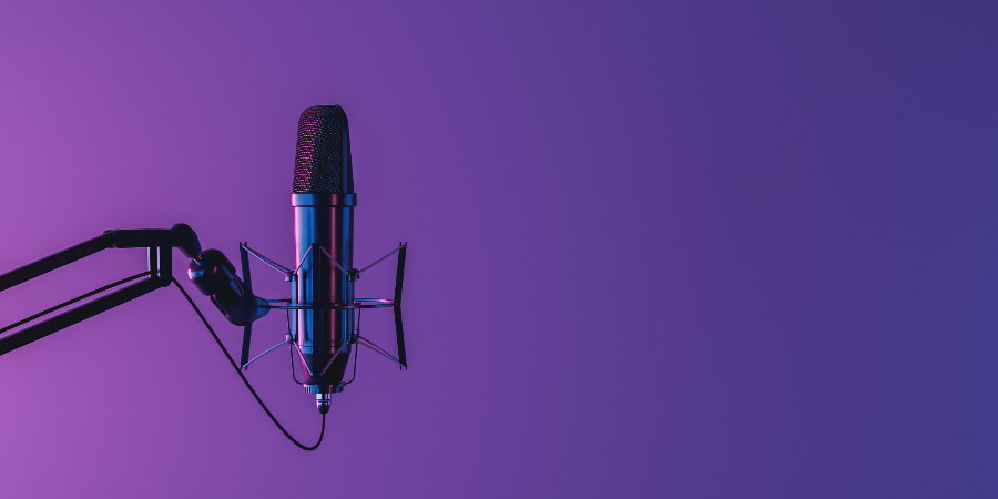 A microphone in its stand.