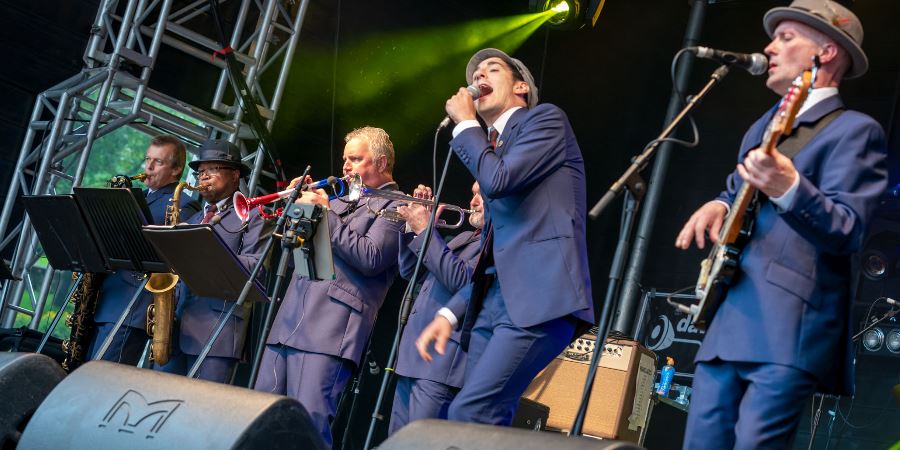 The Northern Soultrain performing at the 2019 Rochdale Feel Good Festival.