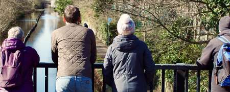 Kentmere walking group on bridge.