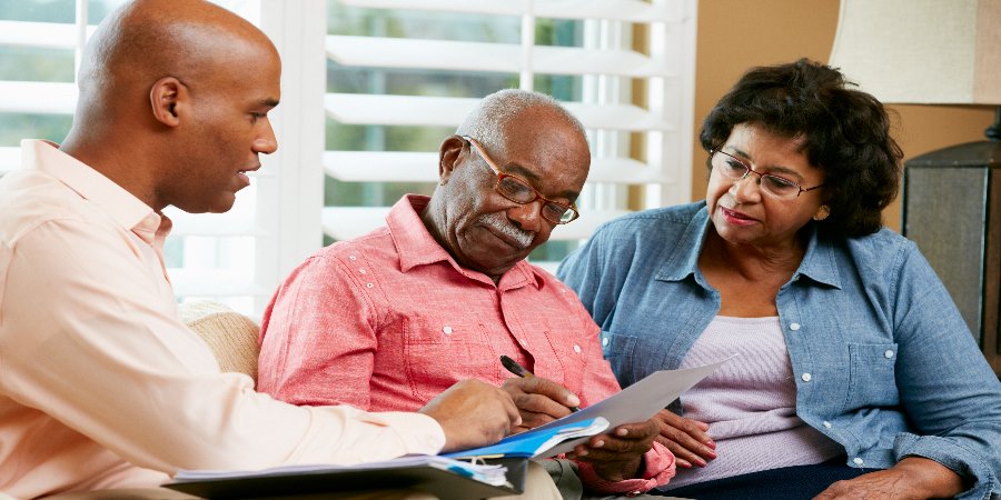 A family in discussion.