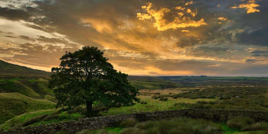 A view over the Pennines at sunset.
