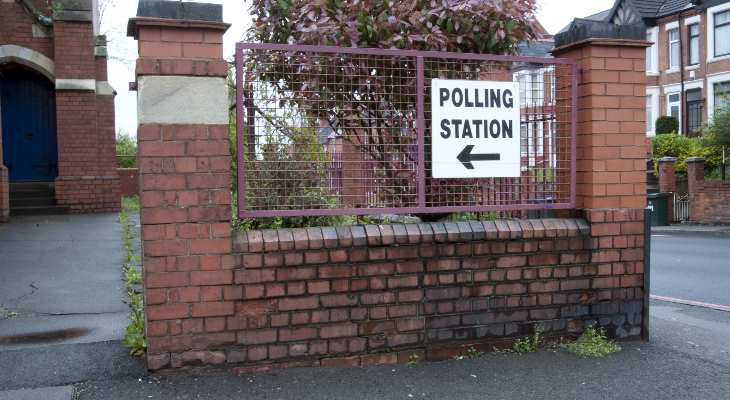 Polling station sign.