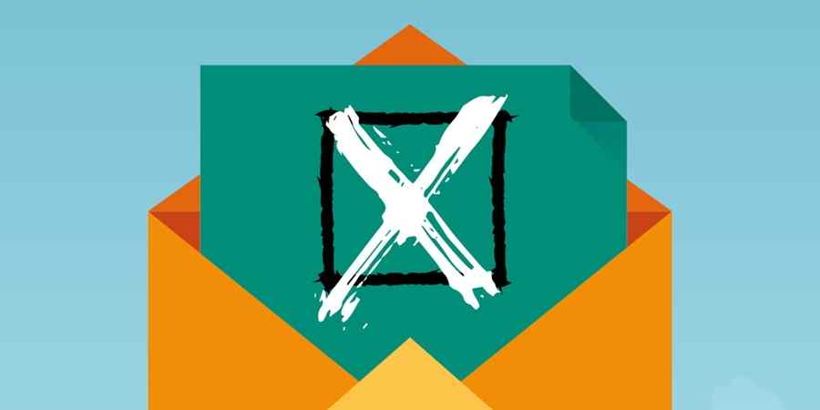 Illustration of envelop holding a ballot paper marked with an X.