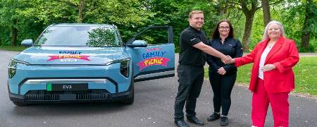 Councillor Sue Smith with Chris Bowyer and Kelly Barnes from Premier Kia.
