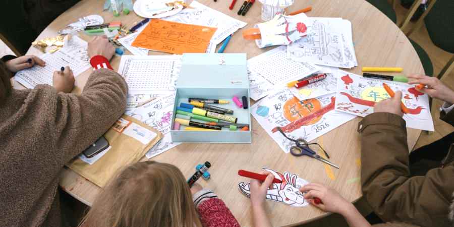 Children taking part in an art class.