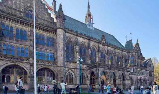 Visitors outside Rochdale Town Hall.