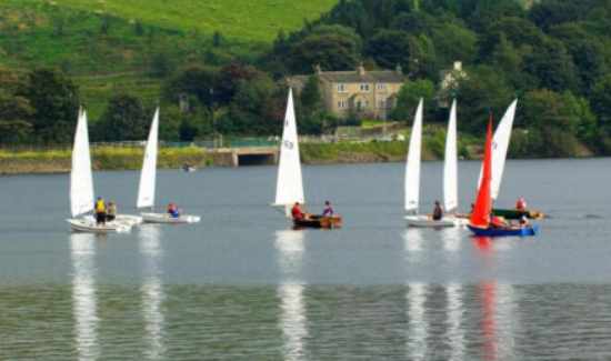 Sailing boats on Hollingworth Lake.