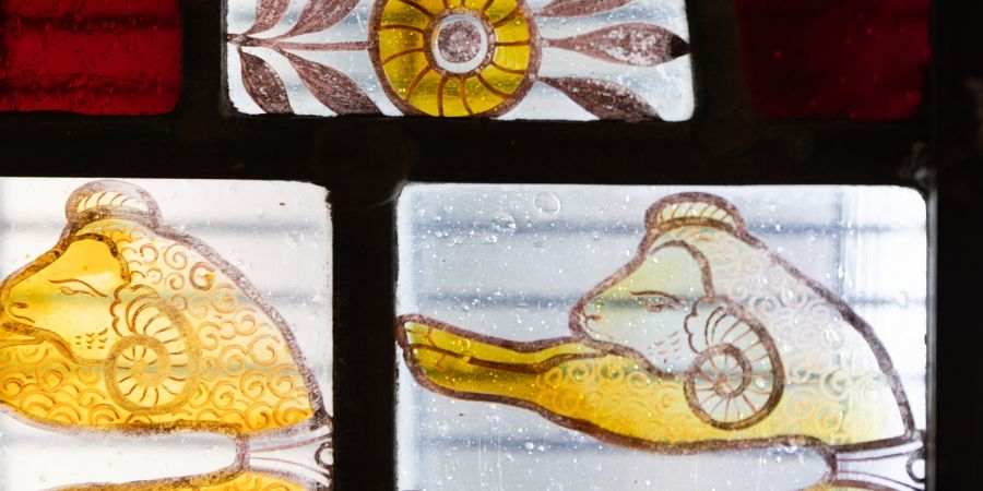 Piece of stained glass.