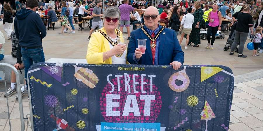 Councillor Janet Emsley and Ken Emsley at Street Eat.