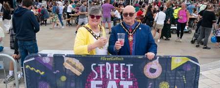 Councillor Janet Emsley and Ken Emsley at Street Eat.